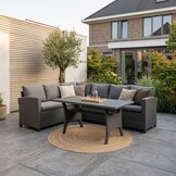 Stockholm dining loungeset 6 personen | wicker | zwart | 3-delig - 245x169cm