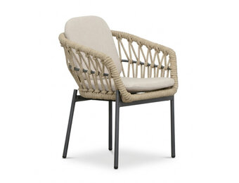 Femke dining tuinstoel | touw + aluminium | beige/antraciet