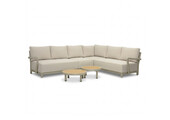 Amalfi hoek loungeset 6 personen incl. tafels | aluminium + polywood | beige | 5-delig - 289x222cm
