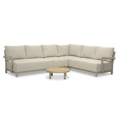 Amalfi hoek loungeset 6 personen incl. tafel 70cm | aluminium + polywood | beige | 5-delig