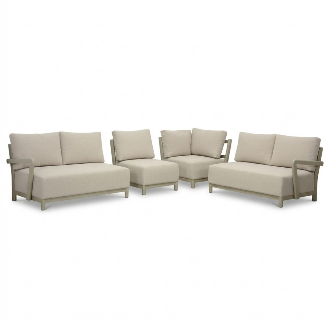 Amalfi hoek loungeset 6 personen incl. tafel 60cm | aluminium + polywood | beige | 5-delig