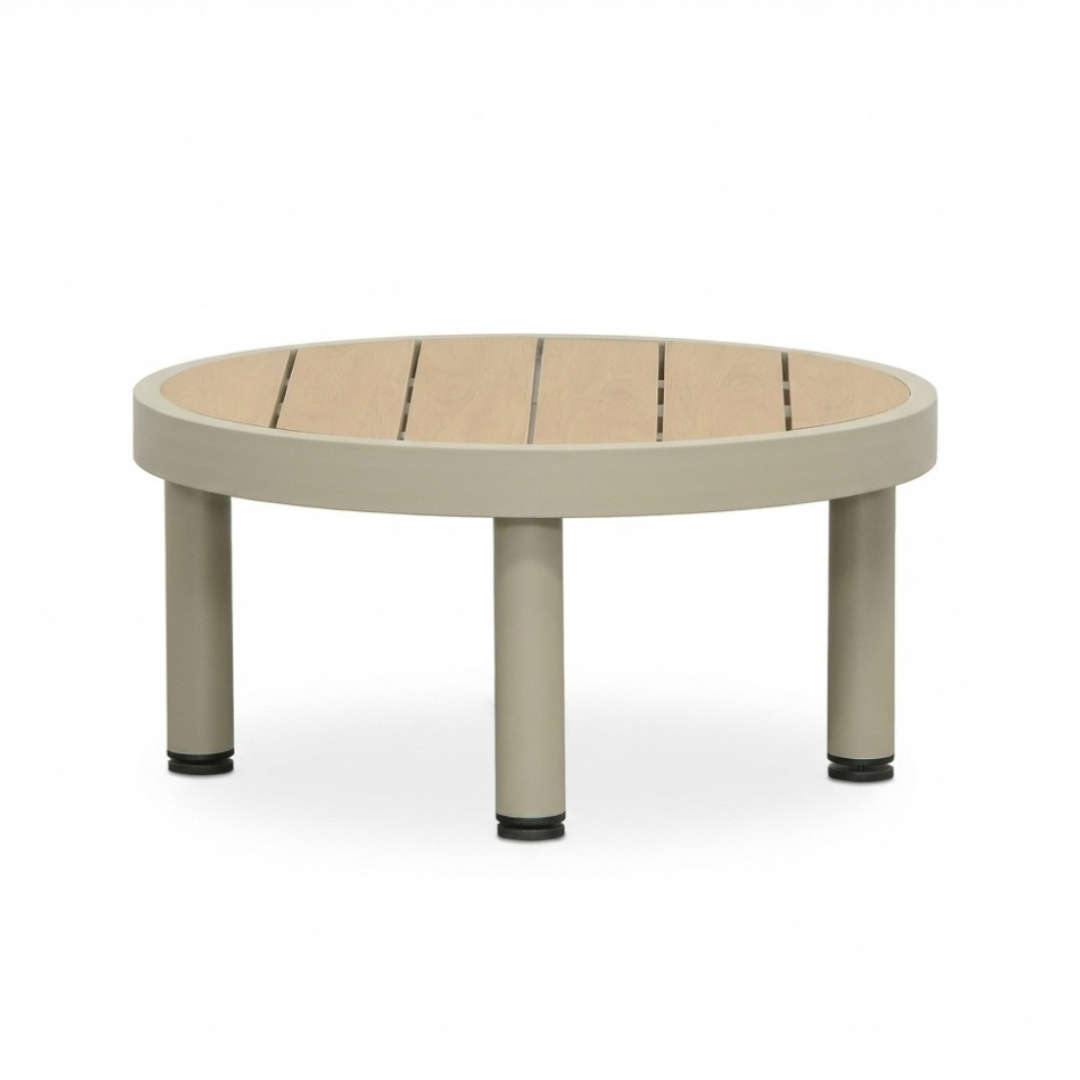 Amalfi loungetafel | aluminium + polywood | beige | 60cm rond