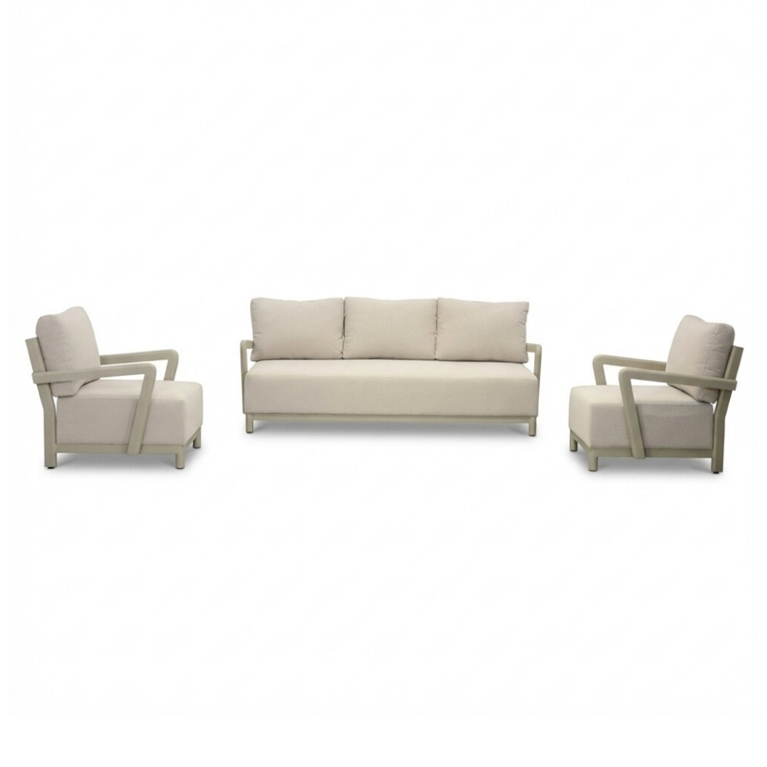 Amalfi stoel-bank loungeset 5 personen | aluminium + polywood | beige | 3-delig