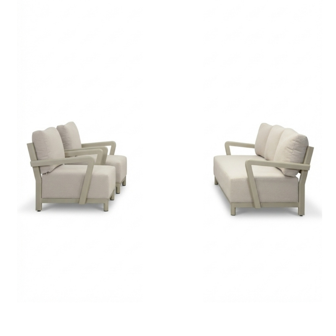 Amalfi stoel-bank loungeset 5 personen | aluminium + polywood | beige | 3-delig