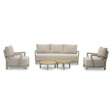 Amalfi stoel-bank loungeset 5 personen incl. tafels | aluminium + polywood | beige | 5-delig