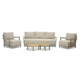 Amalfi stoel-bank loungeset 5 personen incl. tafels | aluminium + polywood | beige | 5-delig