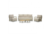Amalfi stoel-bank loungeset 5 personen incl. tafels | aluminium + polywood | beige | 5-delig