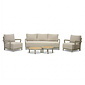 LUX outdoor living Amalfi stoel-bank loungeset 5 personen incl. tafels | aluminium + polywood | beige | 5-delig