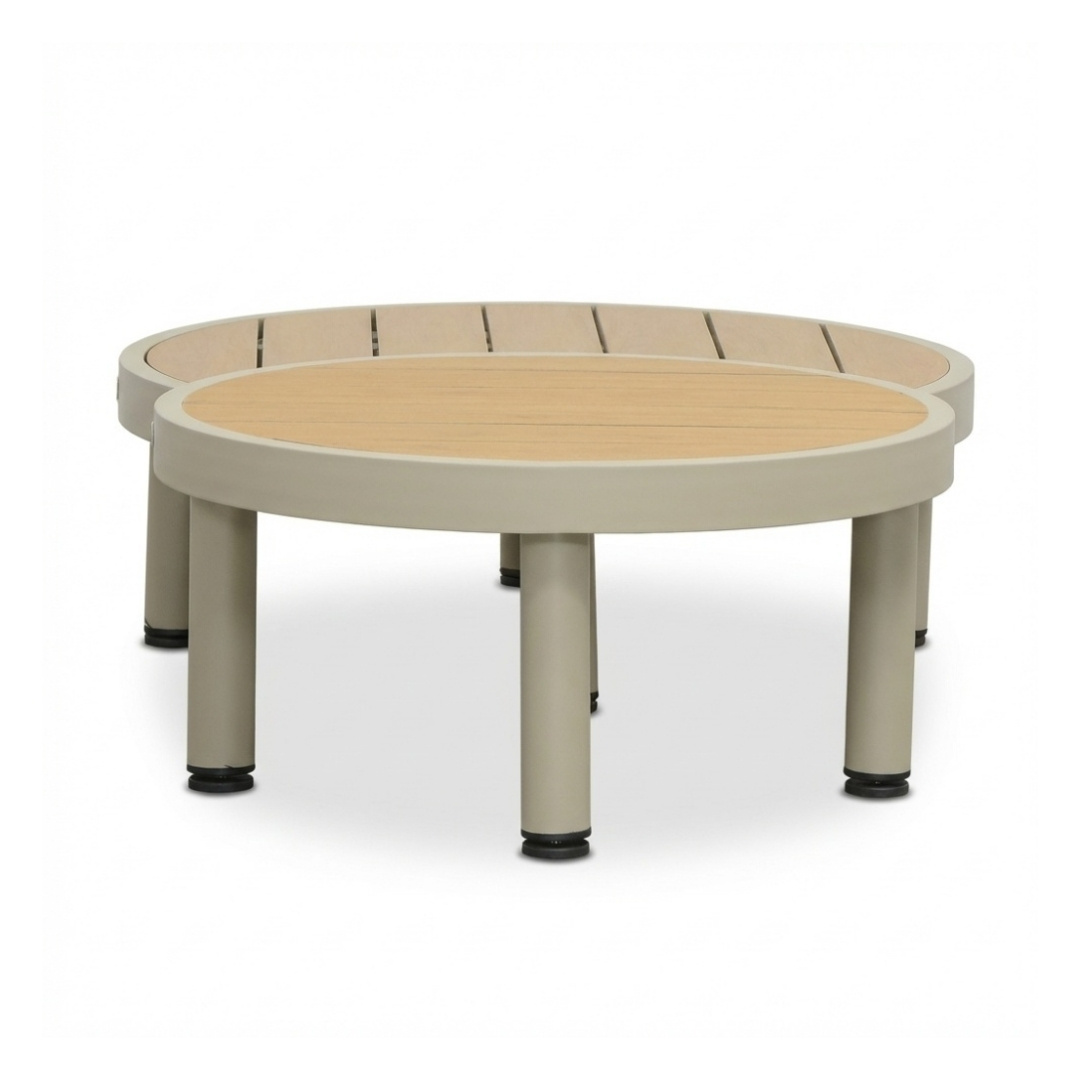Amalfi stoel-bank loungeset 5 personen incl. tafels | aluminium + polywood | beige | 5-delig