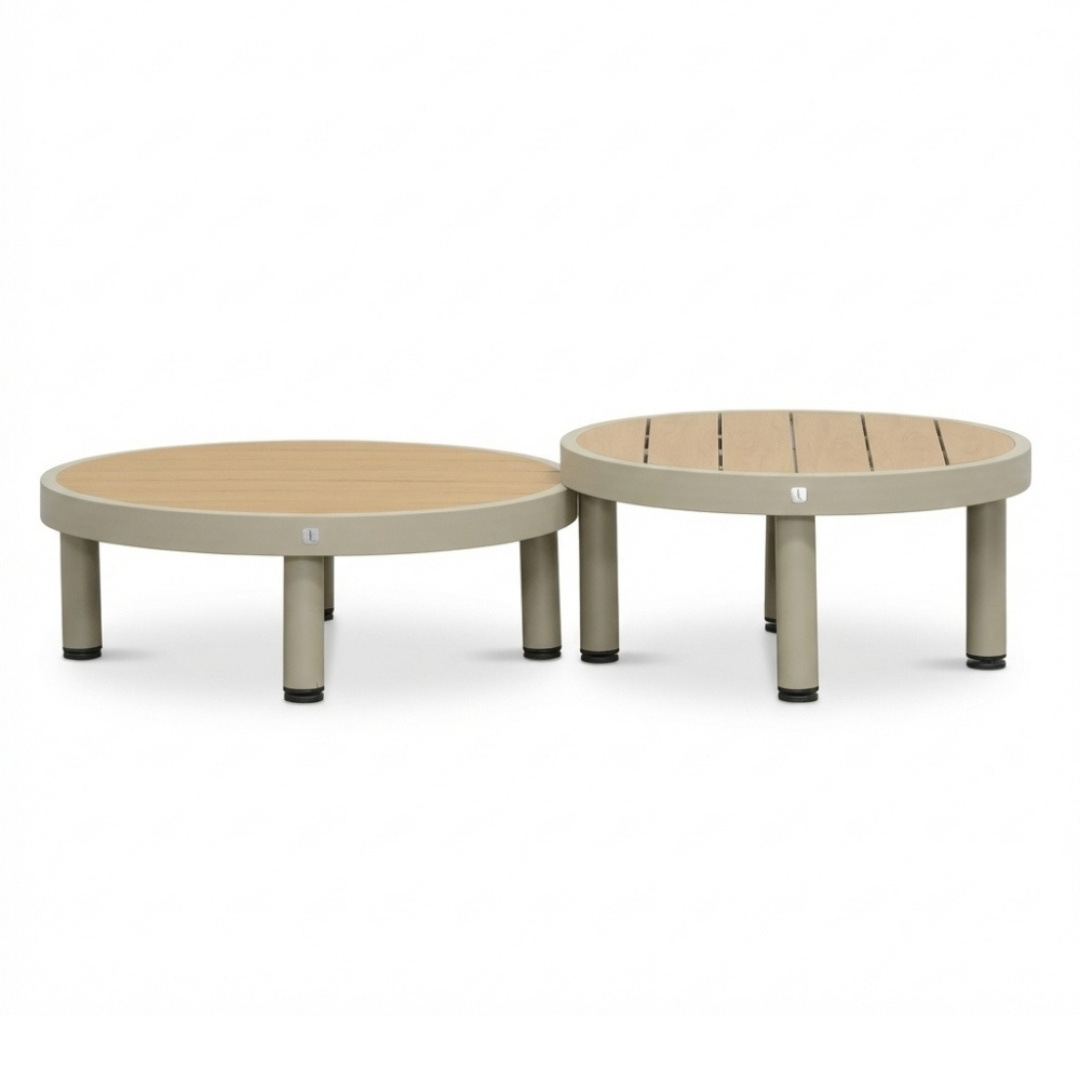Amalfi stoel-bank loungeset 5 personen incl. tafels | aluminium + polywood | beige | 5-delig