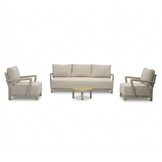 Amalfi stoel-bank loungeset 5 personen incl. tafel 60cm | aluminium + polywood | beige | 4-delig