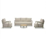 Amalfi stoel-bank loungeset 5 personen incl. tafel 70cm | aluminium + polywood | beige | 4-delig