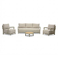 LUX outdoor living Amalfi stoel-bank loungeset 5 personen incl. tafel 70cm | aluminium + polywood | beige | 4-delig