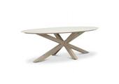 Calma low dining tuintafel 6 personen | sintered stone + aluminium | Marble Latte | 240cm ovaal