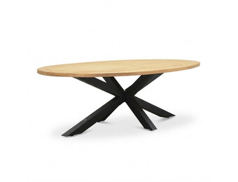 Cleve low dining tuintafel 6 personen | teakhout + aluminium | Natural Teak/antraciet | 240cm ovaal