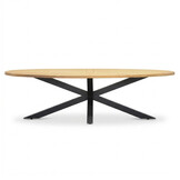 Cleve low dining tuintafel 6 personen | teakhout + aluminium | Natural Teak/antraciet | 240cm ovaal