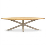 Cleve low dining tuintafel 6 personen | teakhout + aluminium | Natural Teak/beige | 240cm ovaal