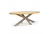 Cleve low dining tuintafel 6 personen | teakhout + aluminium | Natural Teak/beige | 240cm ovaal