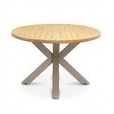 Cleve low dining tuintafel 6 personen | teakhout + aluminium | Natural Teak/beige | 240cm ovaal