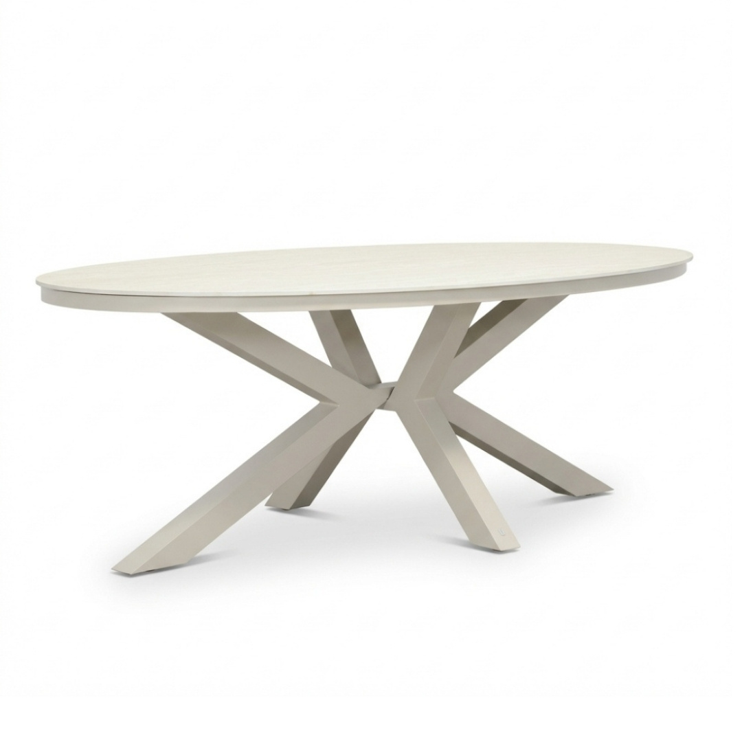 Firenze dining tuintafel 6 personen | sintered stone + aluminium | beige | 220cm ovaal
