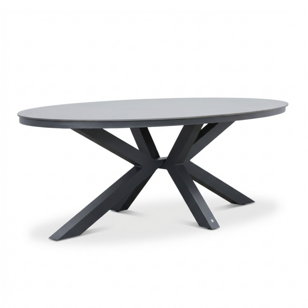 Firenze dining tuintafel 6 personen | sintered stone + aluminium | antraciet | 220cm ovaal