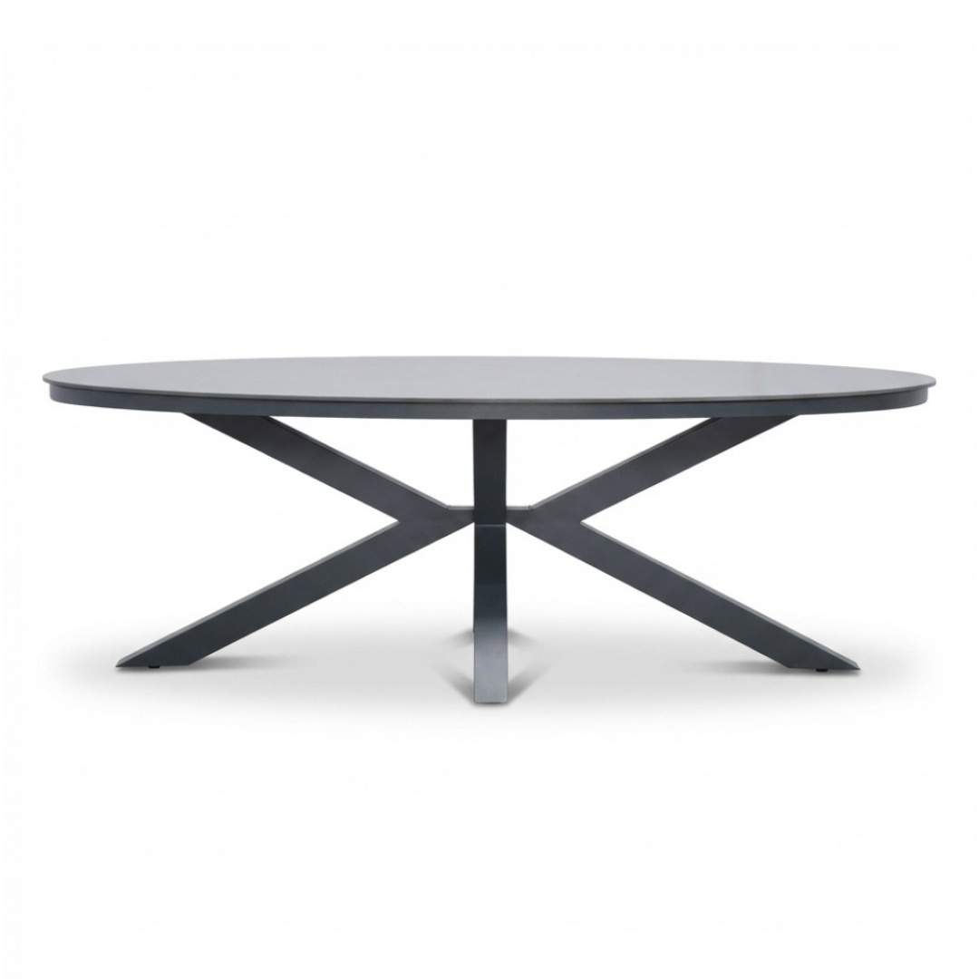 Firenze dining tuintafel 6 personen | sintered stone + aluminium | antraciet | 220cm ovaal