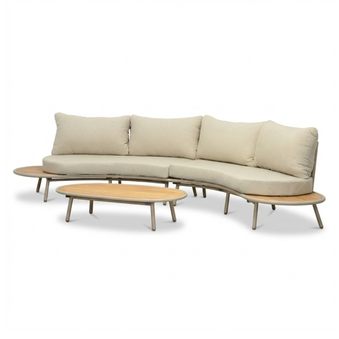 Florina loungeset 4 personen | aluminium + teakhout | beige | 3-delig