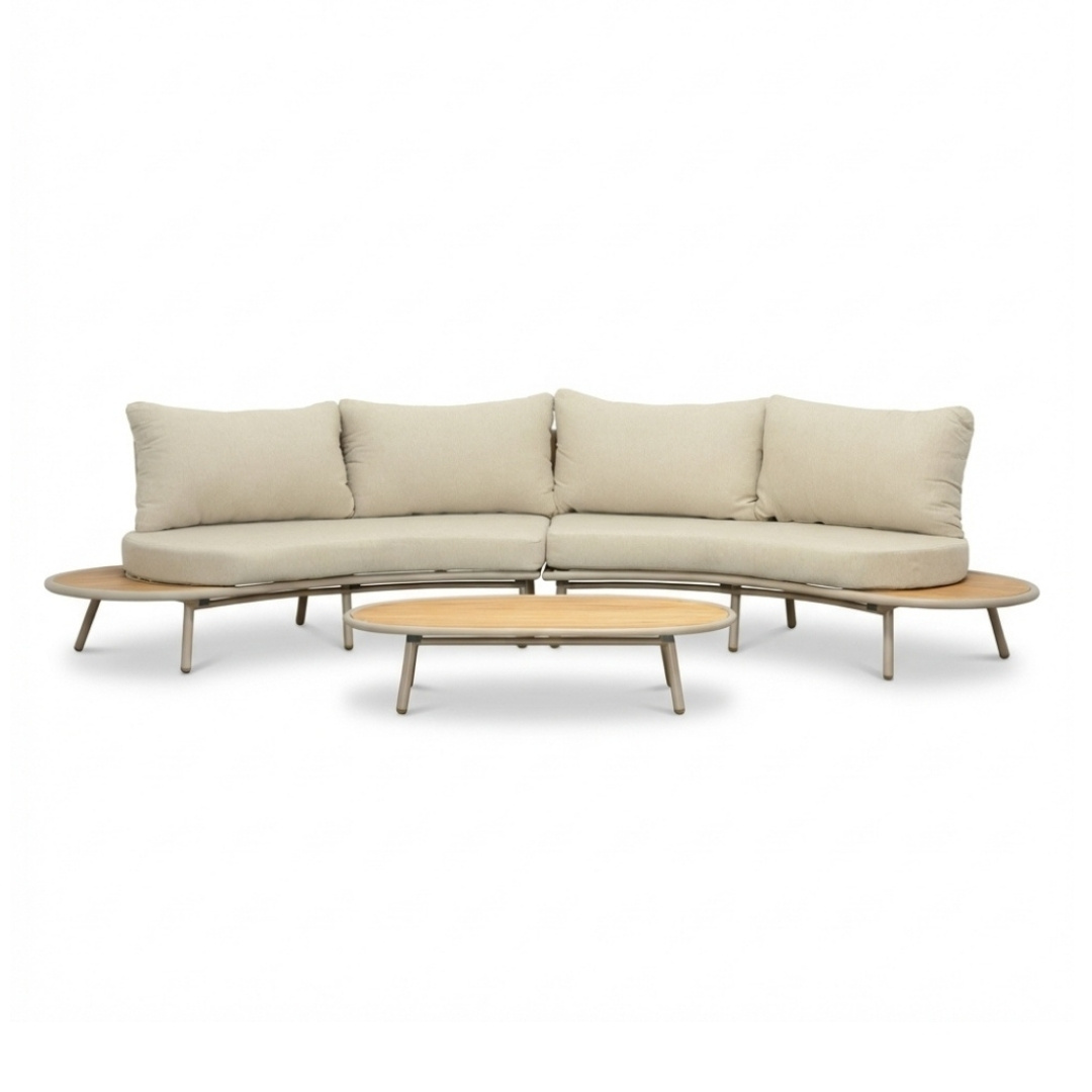 Florina loungeset 4 personen | aluminium + teakhout | beige | 3-delig