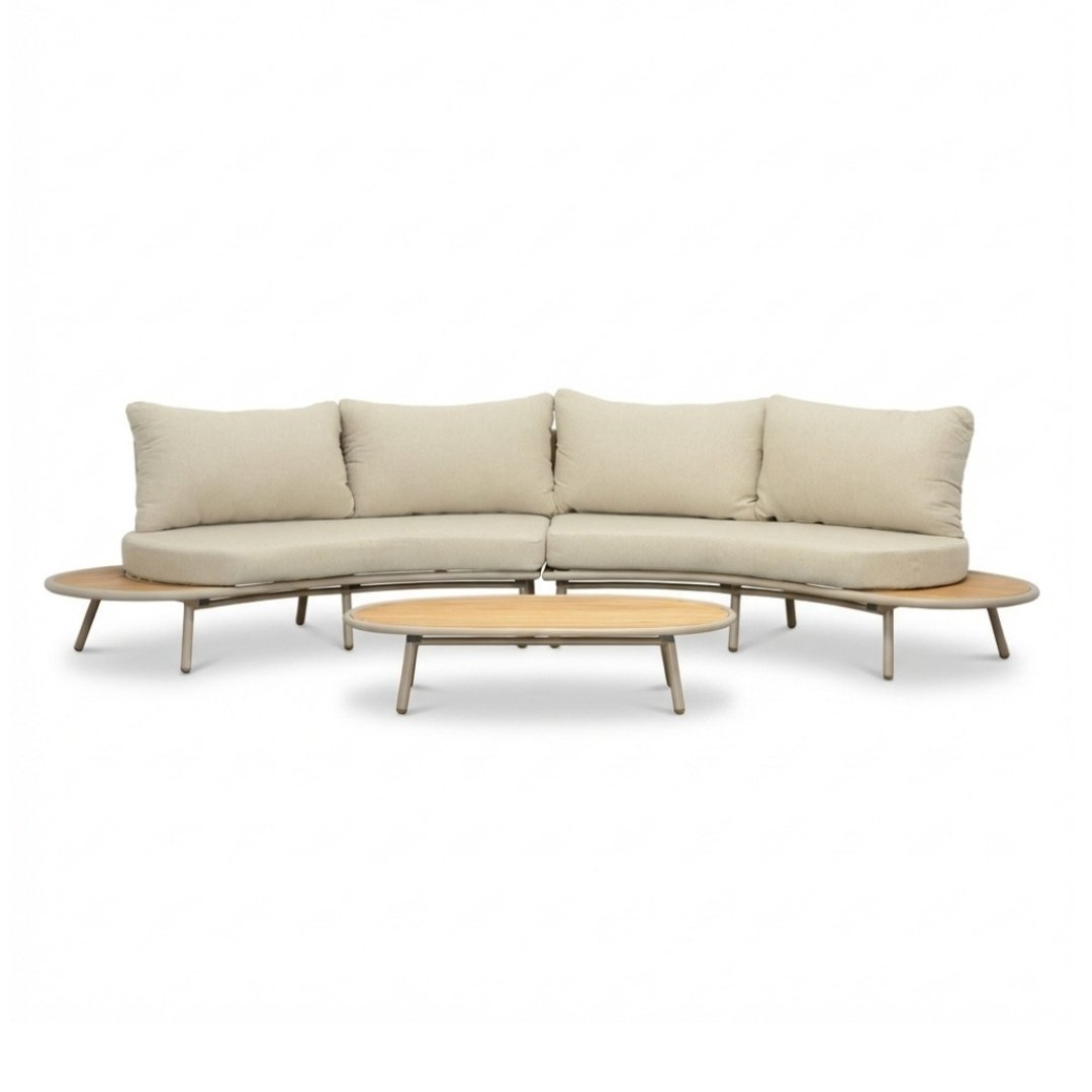 Florina loungeset 4 personen | aluminium + teakhout | beige | 3-delig
