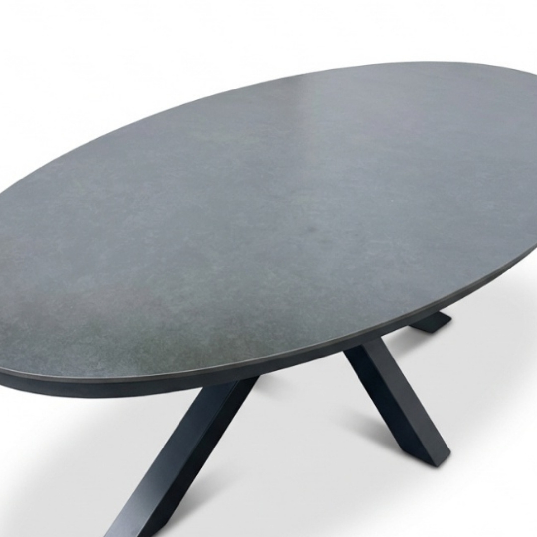 Firenze dining tuintafel 6 personen | sintered stone + aluminium | antraciet | 220cm ovaal