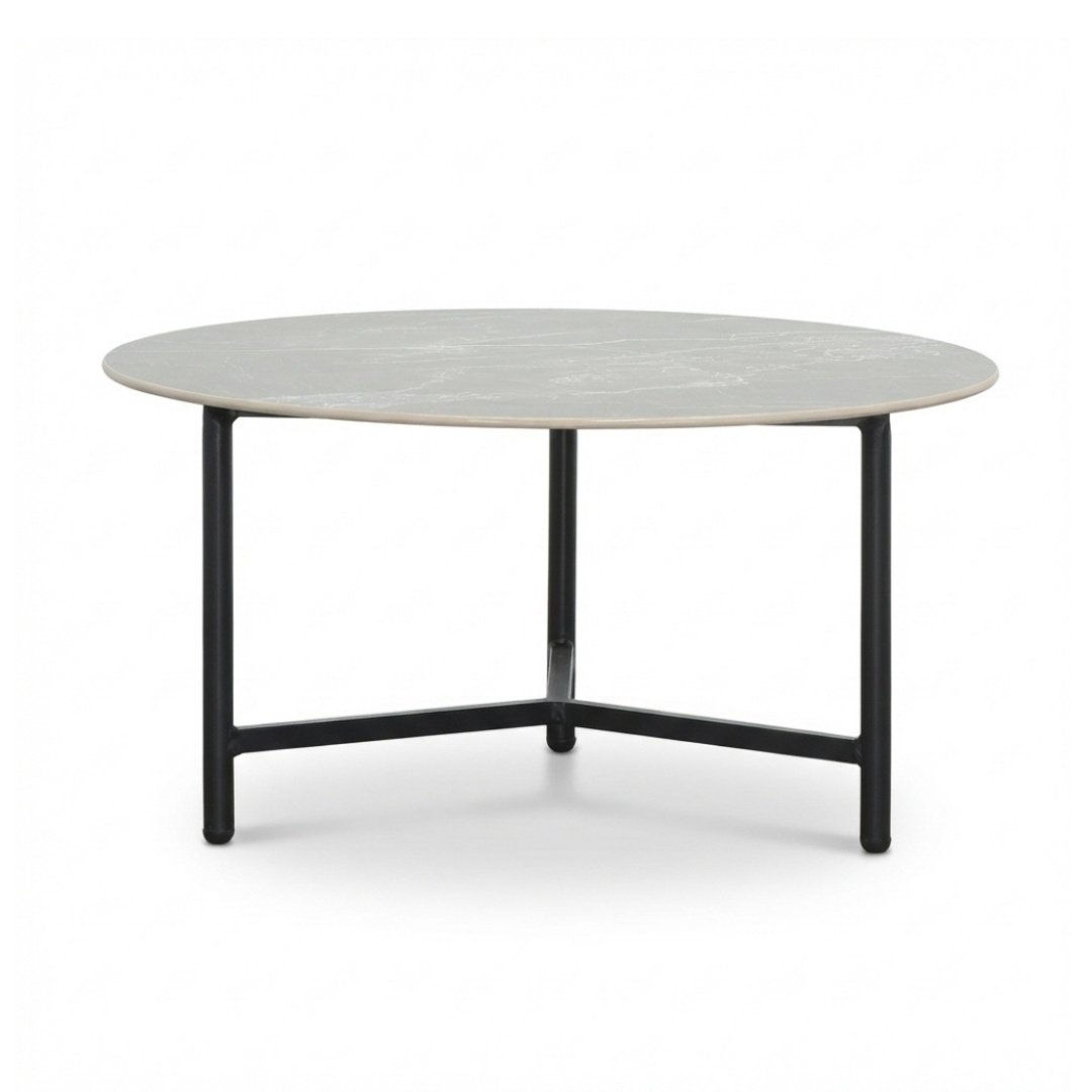 Logan koffietafel | sintered stone + aluminium | Marble Grey | 75cm rond