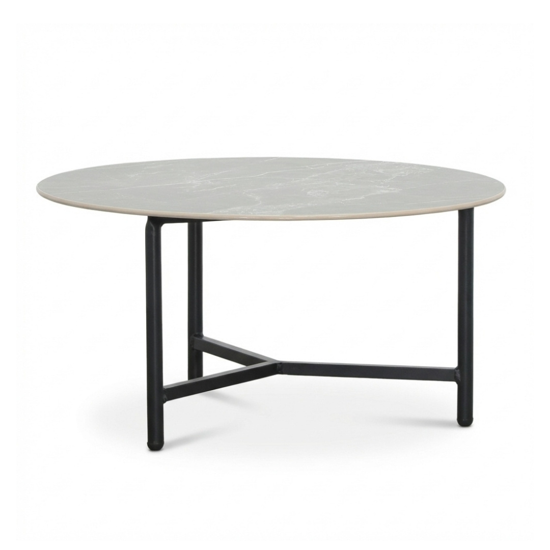 Logan koffietafel | sintered stone + aluminium | Marble Grey | 75cm rond