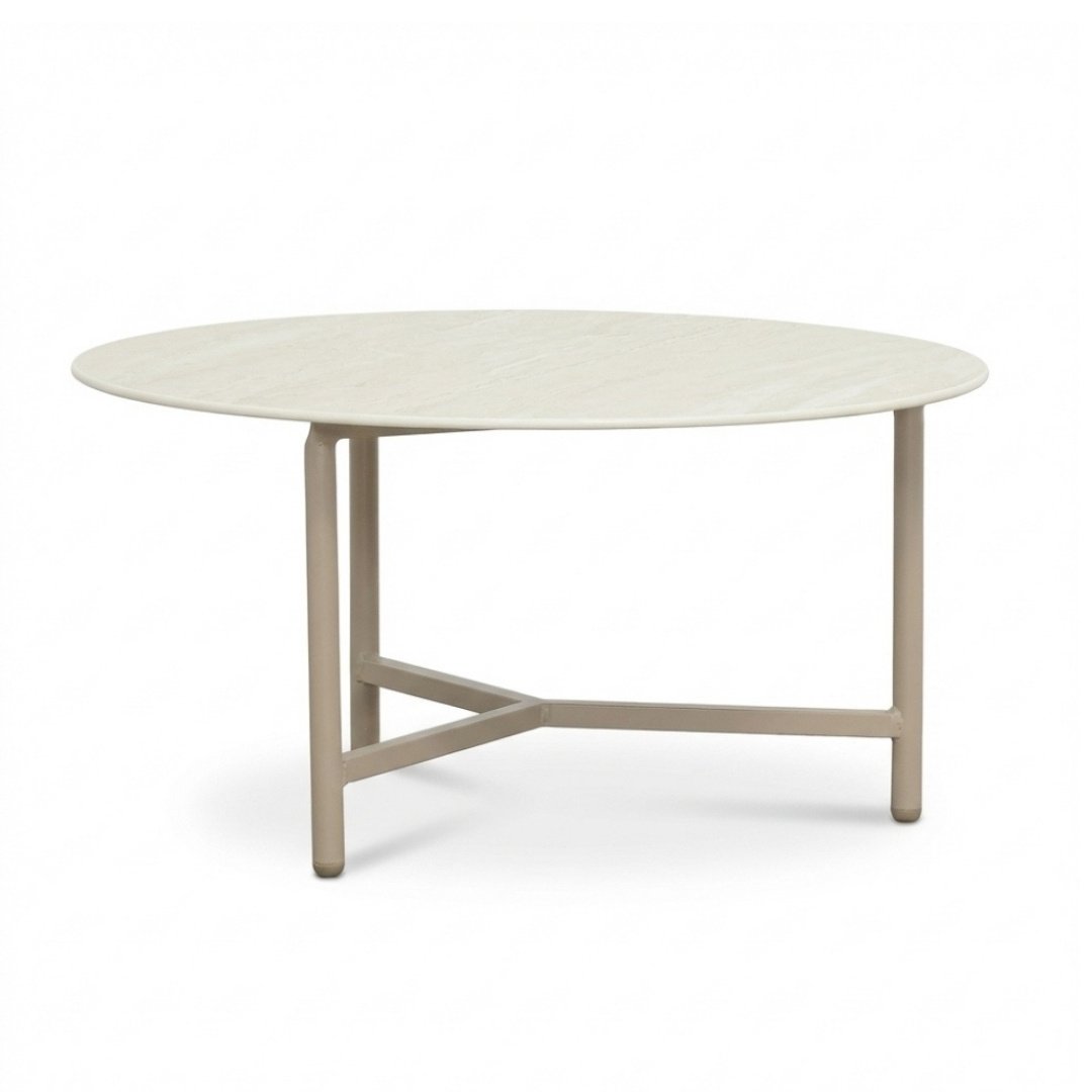 Logan koffietafel | sintered stone + aluminium | Marble Latte | 75cm rond