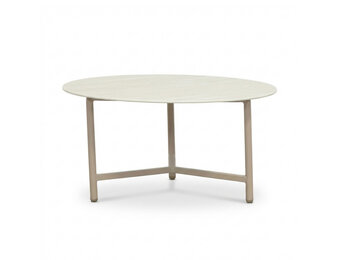 Logan koffietafel | sintered stone + aluminium | Marble Latte | 75cm rond