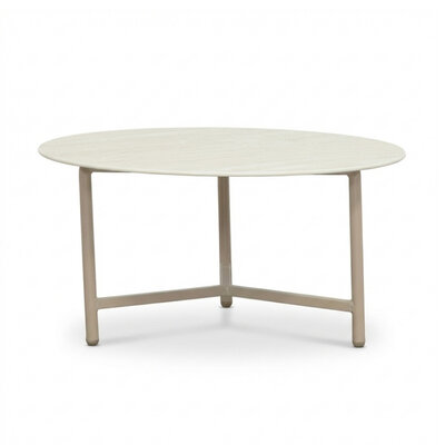 Logan koffietafel | sintered stone + aluminium | Marble Latte | 75cm rond