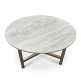 Logan koffietafel | sintered stone + aluminium | Marble Latte | 50cm rond