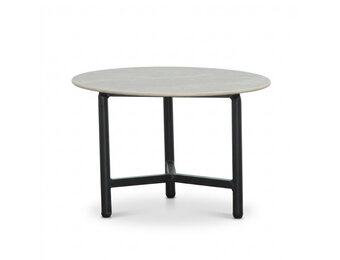 Logan koffietafel | sintered stone + aluminium | Marble Grey | 50cm rond