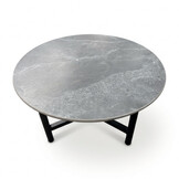 Logan koffietafel | sintered stone + aluminium | Marble Grey | 50cm rond