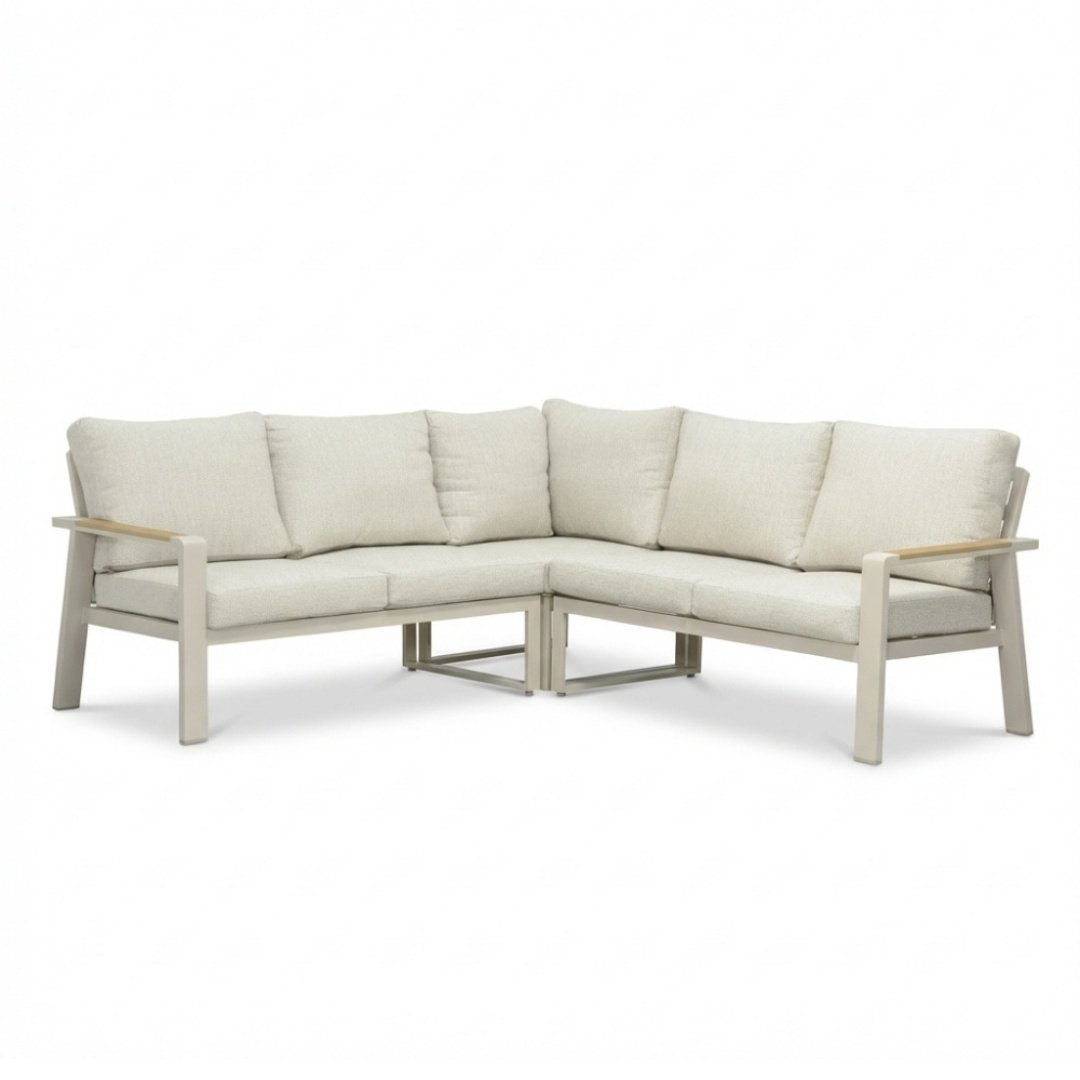 Lola hoek loungeset 5 personen | aluminium + polywood | beige | 3-delig - 220x220cm