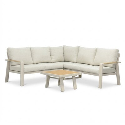 Lola hoek loungeset 5 personen incl. tafel | aluminium + polywood | beige | 4-delig - 220x220cm