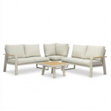 Lola hoek loungeset 5 personen incl. tafel | aluminium + polywood | beige | 4-delig - 220x220cm