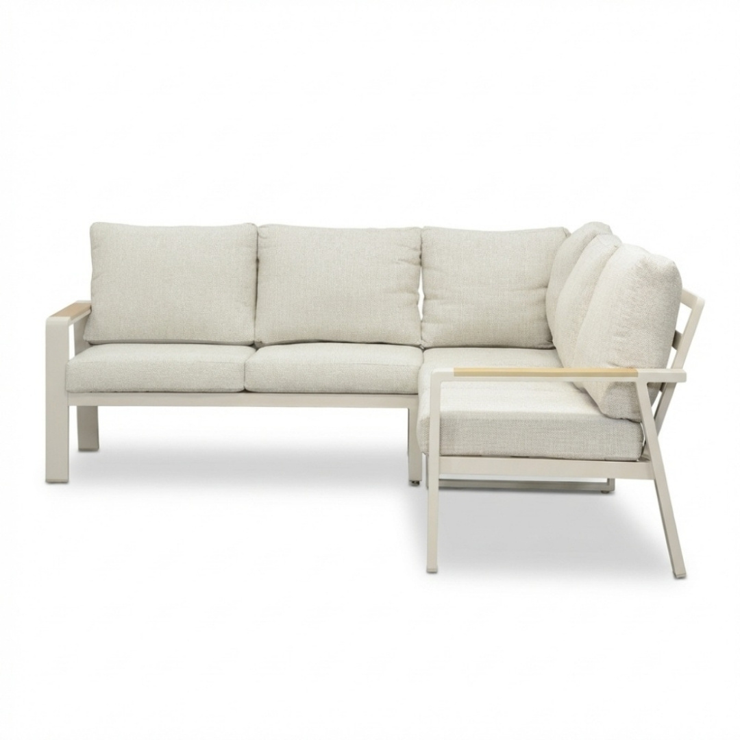 Lola hoek loungeset 5 personen incl. tafel | aluminium + polywood | beige | 4-delig - 220x220cm