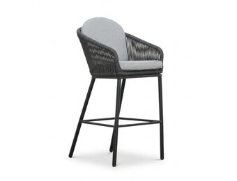 Mara dining barstoel | touw + aluminium | Stone Grey
