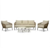 Mara stoel-bank loungeset 5 personen incl. Logan tafels | touw + aluminium | Sahara Dust | 5-delig