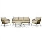 BUITEN living Mara stoel-bank loungeset 5 personen incl. Logan tafels | touw + aluminium | Sahara Dust | 5-delig
