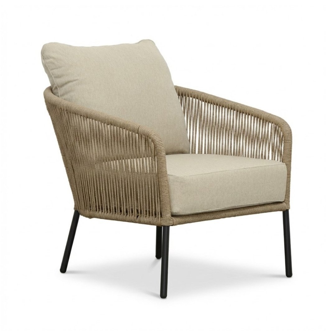 Mara stoel-bank loungeset 5 personen incl. Logan tafels | touw + aluminium | Sahara Dust | 5-delig