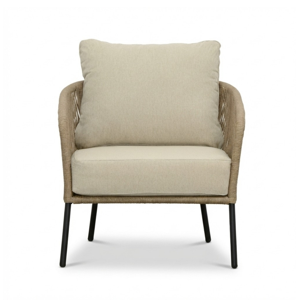 Mara stoel-bank loungeset 5 personen incl. Logan tafels | touw + aluminium | Sahara Dust | 5-delig