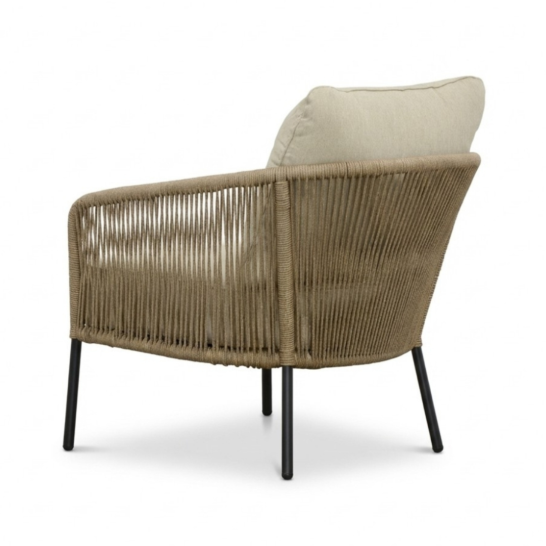 Mara stoel-bank loungeset 5 personen incl. Logan tafels | touw + aluminium | Sahara Dust | 5-delig