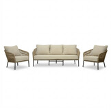 Mara stoel-bank loungeset 5 personen | touw + aluminium | Sahara Dust | 3-delig