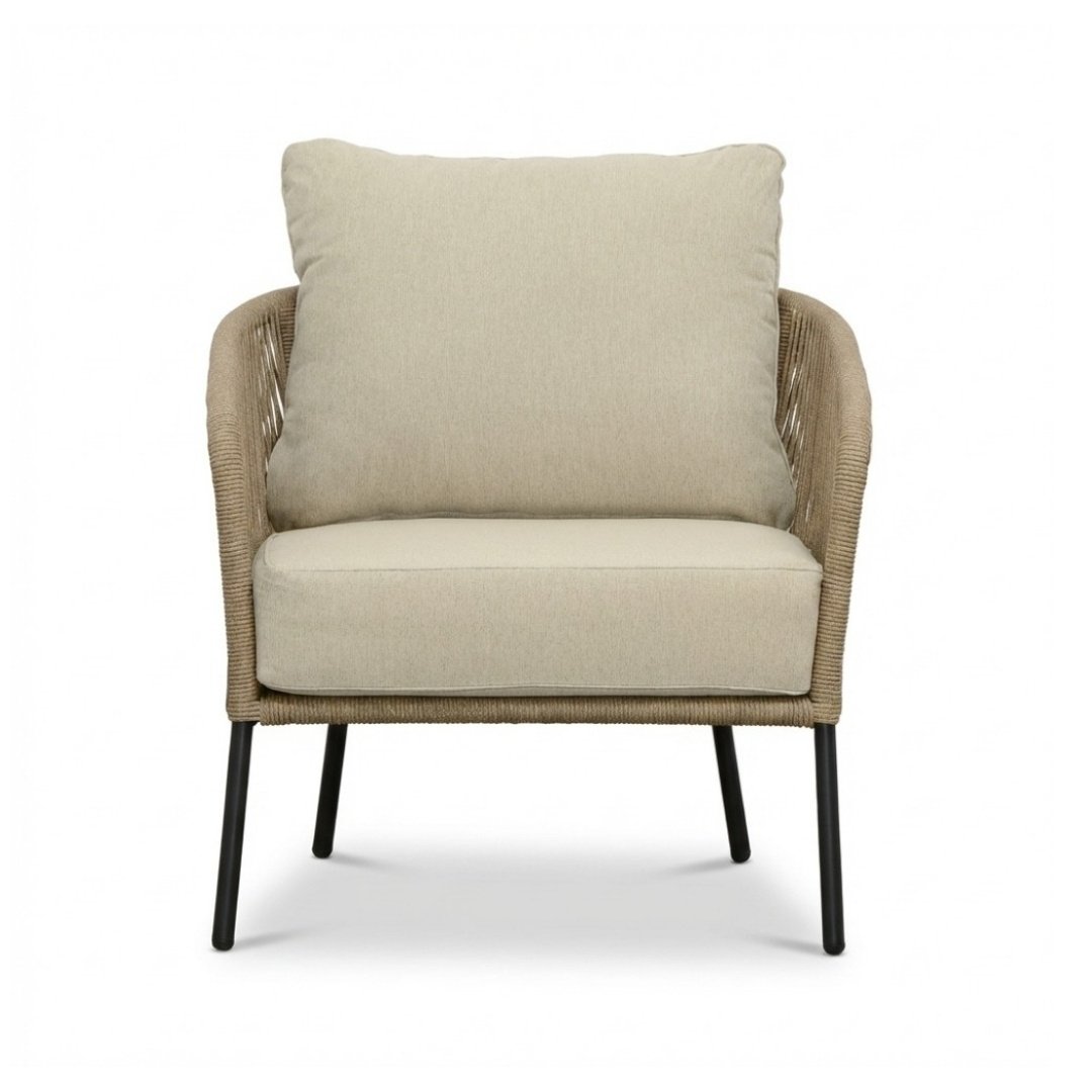 Mara stoel-bank loungeset 5 personen | touw + aluminium | Sahara Dust | 3-delig